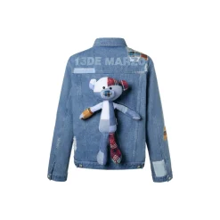 13De Marzo Plaid Patch Denim Jacket Blue