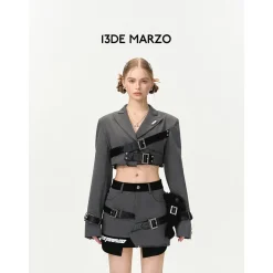 13De Marzo Plush Bear Belt Short Suit Jacket