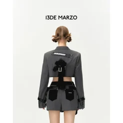 13De Marzo Plush Bear Belt Short Suit Jacket