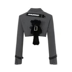 13De Marzo Plush Bear Belt Short Suit Jacket