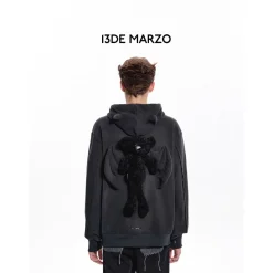 13De Marzo Plush Bear Black Devil Chain Hoodie
