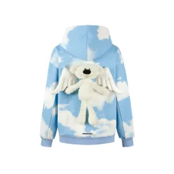 13De Marzo Plush Bear Blue Angel Chain Hoodie