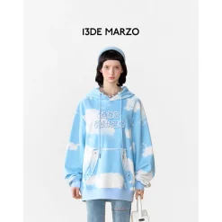 13De Marzo Plush Bear Blue Angel Chain Hoodie