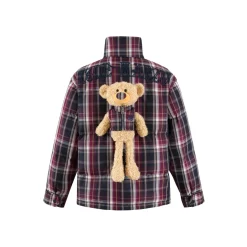 13De Marzo Plush Bear Classic Plaid Down Jacket Black