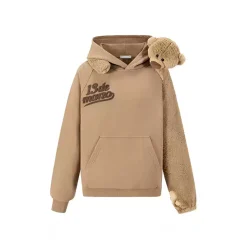13De Marzo Plush Bear Color Blocked Raglan Hoodie Brown