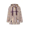 13De Marzo Plush Bear Color Striped Knit Hoodie Purple