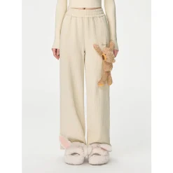 13De Marzo Plush Bear Corduroy Sweat Pants Beige