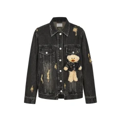 13De Marzo Plush Bear Denim Doozoo Jacket Black