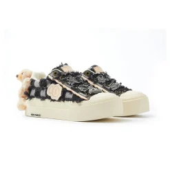 13De Marzo Plush Bear Denim Badge Sneaker Black