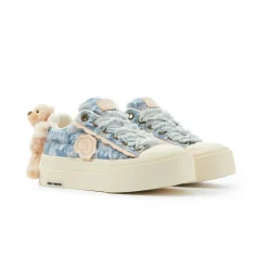 13De Marzo Plush Bear Denim Badge Sneaker Blue