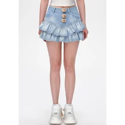 13De Marzo Plush Bear Denim Skirt Blue
