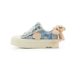13De Marzo Plush Bear Denim Badge Sneaker Blue