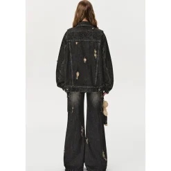 13De Marzo Plush Bear Denim Doozoo Jacket Black