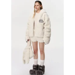 13De Marzo Plush Bear Detachable Fuzzy Down Jacket White