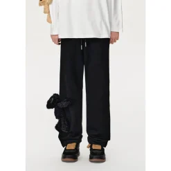 13De Marzo Plush Bear Drawstring Casual Pants Black