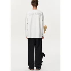 13De Marzo Plush Bear Drawstring Casual Pants Black