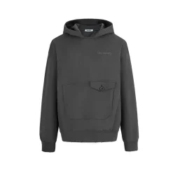 13De Marzo Plush Bear Embossed Hoodie Dark Grey
