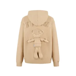 13De Marzo Plush Bear Embossed Hoodie Khaki