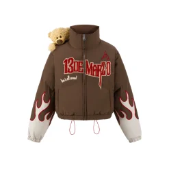 13De Marzo Plush Bear Flame Down Jacket Brown
