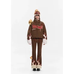 13De Marzo Plush Bear Flame Down Jacket Brown