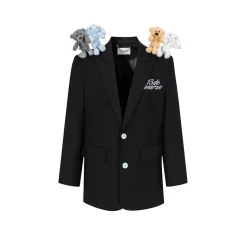 13De Marzo Plush Bear Friends Suit Jacket Black