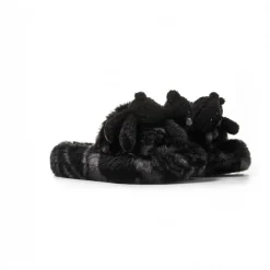 13De Marzo Plush Bear Furry Slipper Black
