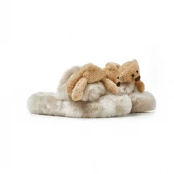 13De Marzo Plush Bear Furry Slipper Khaki