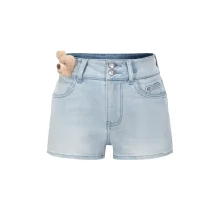 13De Marzo Plush Bear High Waist Denim Shorts Light Blue