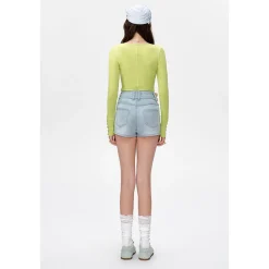 13De Marzo Plush Bear High Waist Denim Shorts Light Blue