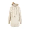 13De Marzo Plush Bear Hooded Knit Dress Sweater Beige