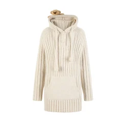 13De Marzo Plush Bear Hooded Knit Dress Sweater Beige