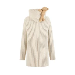 13De Marzo Plush Bear Hooded Knit Dress Sweater Beige
