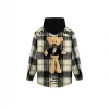 13De Marzo Plush Bear Plaid Woolen Shirt Jacket