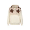13De Marzo Plush Bear Retro Pattern Knit Hoodie Beige