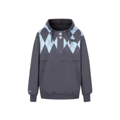 13De Marzo Plush Bear Retro Pattern Knit Hoodie Blue