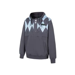 13De Marzo Plush Bear Retro Pattern Knit Hoodie Blue