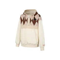 13De Marzo Plush Bear Retro Pattern Knit Hoodie Beige