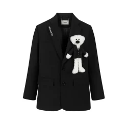 13De Marzo Plush Bear Suit Jacket Black
