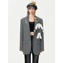 13De Marzo Plush Bear Suit Jacket Gray