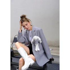 13De Marzo Plush Bear Suit Jacket Gray
