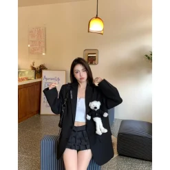 13De Marzo Plush Bear Suit Jacket Black