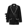 13De Marzo Plush Bear Tweed Patch Suit Jacket Black