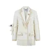 13De Marzo Plush Bear Tweed Patch Suit Jacket Beige