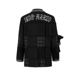 13De Marzo Plush Bear Tweed Patch Suit Jacket Black