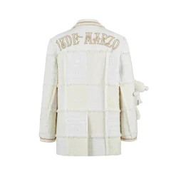 13De Marzo Plush Bear Tweed Patch Suit Jacket Beige