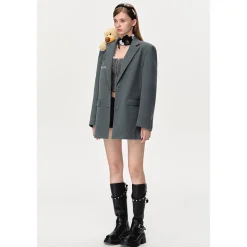 13De Marzo Plush Bear Tweed Suit Jacket Grey