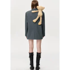 13De Marzo Plush Bear Tweed Suit Jacket Grey