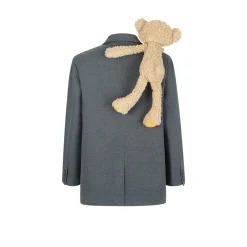 13De Marzo Plush Bear Tweed Suit Jacket Grey
