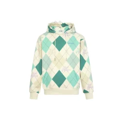 13De Marzo Plush Bunny Vintage Diamond Pattern Hoodie