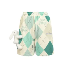 13De Marzo Plush Bunny Vintage Diamond Pattern Shorts